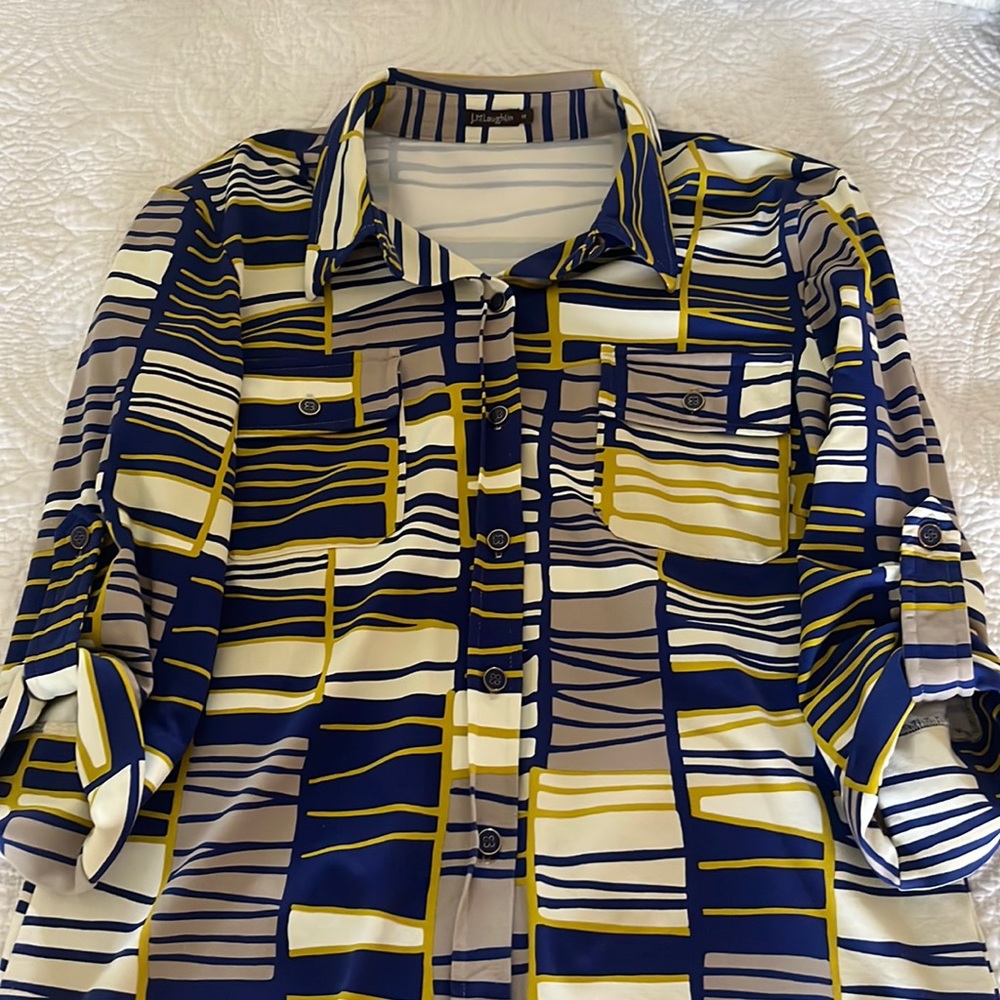 J.McLaughlin Blouse Blue and Yellow
